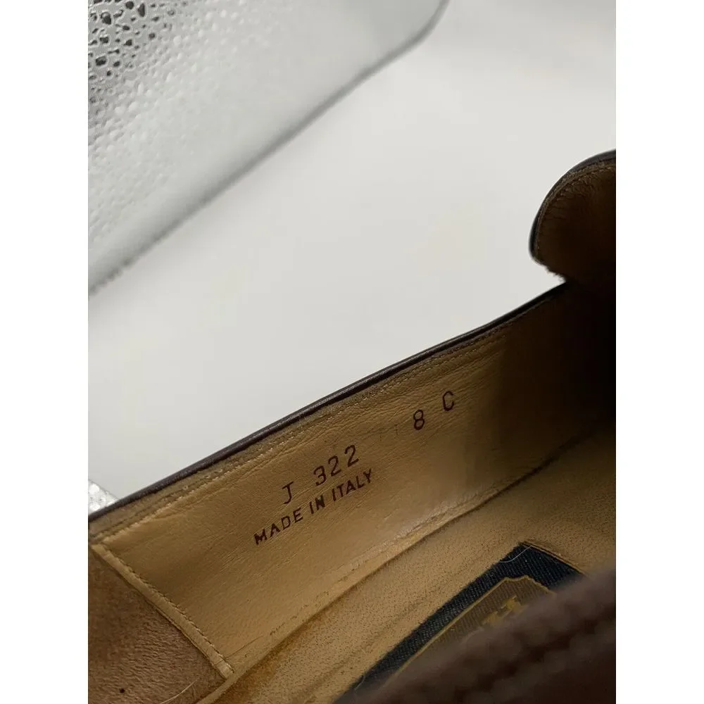 Coach Women's Brown Leather Square Toe Heeled Slip On Loafer‎ Shoe Size 8 C